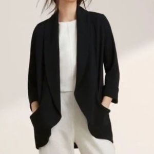 Aritzia Wilfred Black Satin Chevalier Crepe Tuxedo Blazer Jacket sz 4